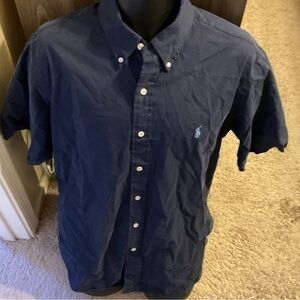 Men’s used Ralph Lauren polo shirt button front size XL blue logo Pre own items